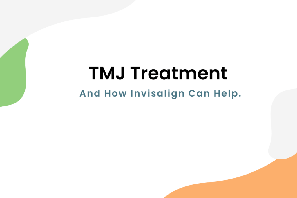 TMJ Treatment & temporomandibular disorders title graphic with colored shapes